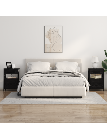 Armadio da Notte Rovere nero 40 x 31 x 60 cm Legno multistrato
