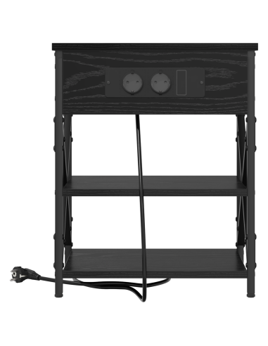 Armadio da Notte Rovere Nero 41 x 31 x 51 cm Legno multistrato