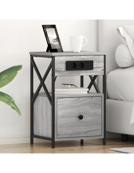 Armadio da Notte con cassetto Grigio sonoma 40 x 31 x 60 cm