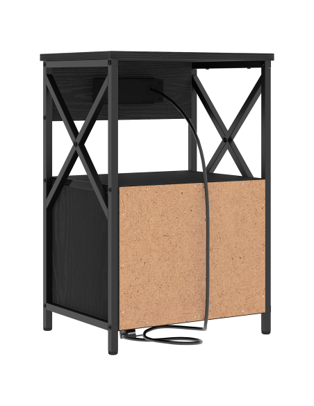 Armadio da Notte con cassetto 2 pcs Rovere Nero 40 x 31 x 60 cm