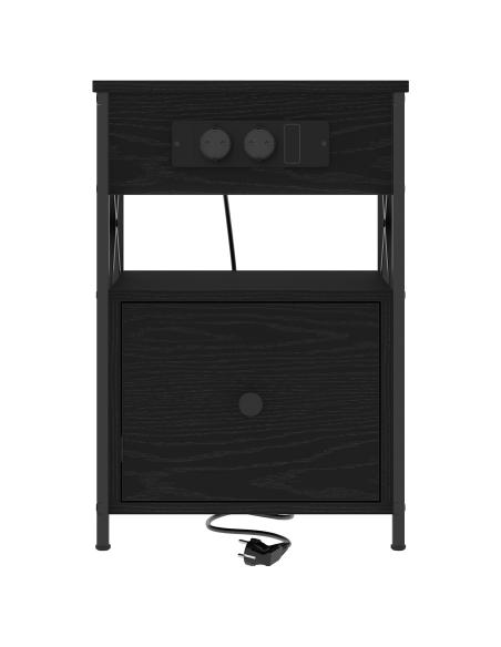 Armadio da Notte con cassetto 2 pcs Rovere Nero 40 x 31 x 60 cm