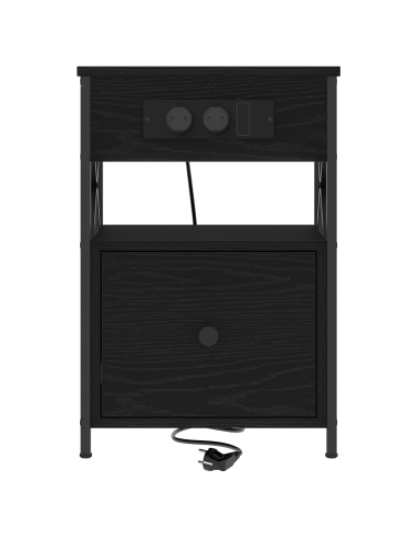 Armadio da Notte Rovere Nero 40 x 31 x 60 cm Legno multistrato