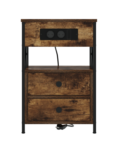 Armadio da Notte con cassetto 2 pcs Rovere fumé 40 x 31 x 60 cm