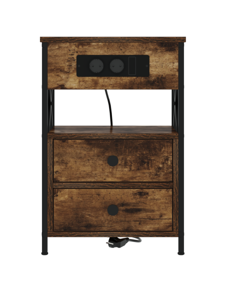 Armadio da Notte con cassetto 2 pcs Rovere fumé 40 x 31 x 60 cm