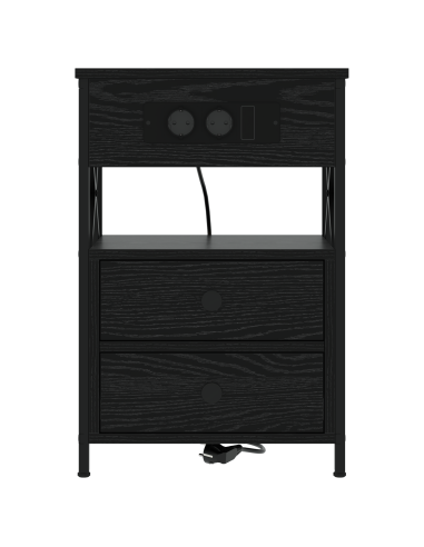Armadio da Notte con cassetto 2 pcs Rovere Nero 40 x 31 x 60 cm