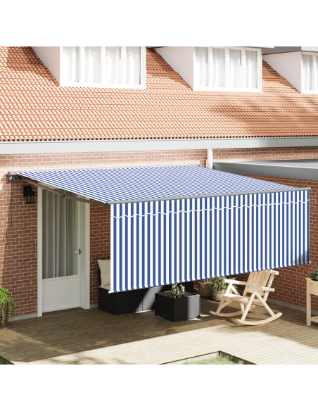 Tenda Retrattile Strisce Blu e Bianche 400 × 300 cm