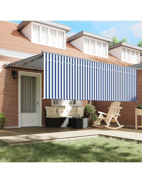 Tenda Retrattile Strisce Blu e Bianche 400 × 300 cm