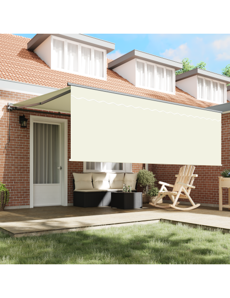 Tenda Retrattile Crema 400 × 300 cm Poliestere e Alluminio