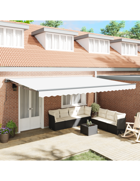 Tenda Retrattile Bianco 500x300 cm Tessuto e Alluminio