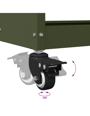 Carrello per Attrezzi con ruota Verde oliva 75 x 35 x 73 cm