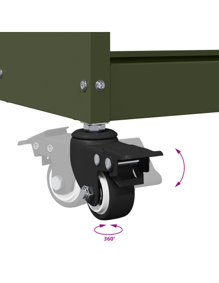 Carrello per Attrezzi con ruota Verde oliva 75 x 35 x 73 cm