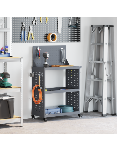 Carrello per Attrezzi con ruota Antracite 65 x 35 x 111 cm