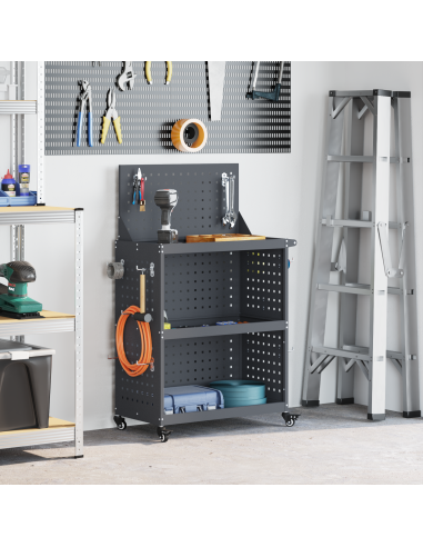 Carrello per Attrezzi con ruota Antracite 65 x 35 x 111 cm