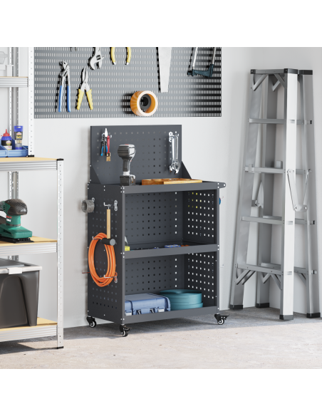 Carrello per Attrezzi con ruota Antracite 65 x 35 x 111 cm