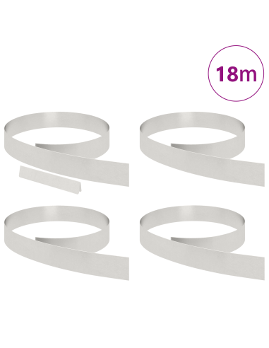 Bordura per Prato 4 pcs Argento 450 x 0.05 x 15 cm
