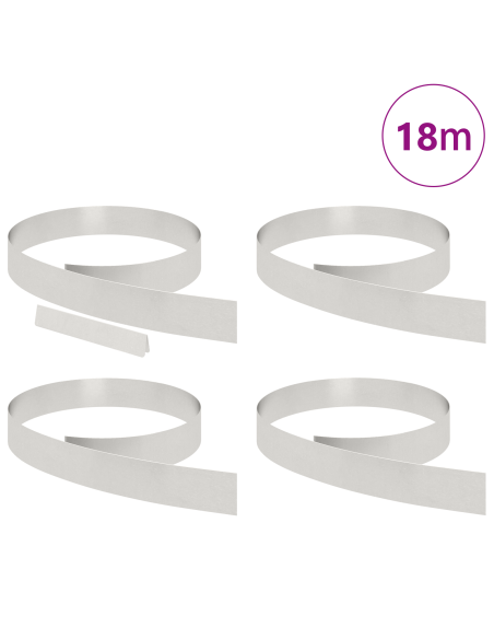Bordura per Prato 4 pcs Argento 450 x 0.05 x 15 cm