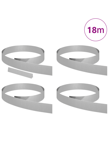 Bordura per Prato 4 pcs Argento 450 x 0.05 x 15 cm