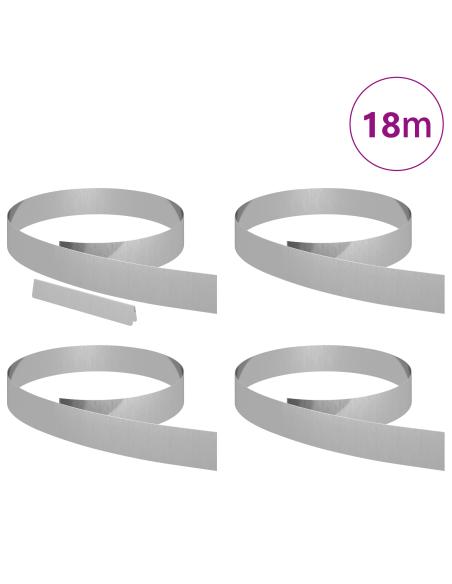 Bordura per Prato 4 pcs Argento 450 x 0.05 x 15 cm