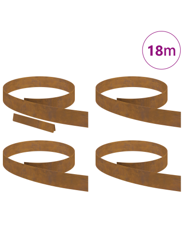 Bordura per Prato 4 pcs Ruggine 450 x 0.05 x 15 cm