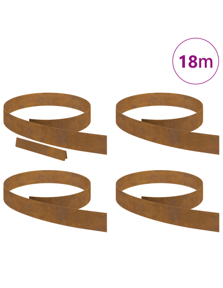 Bordura per Prato 4 pcs Ruggine 450 x 0.05 x 15 cm