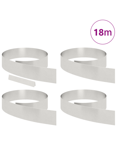Bordura per Prato 4 pcs Argento 450 x 0.05 x 15 cm