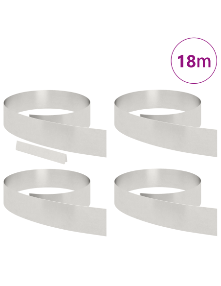 Bordura per Prato 4 pcs Argento 450 x 0.05 x 15 cm