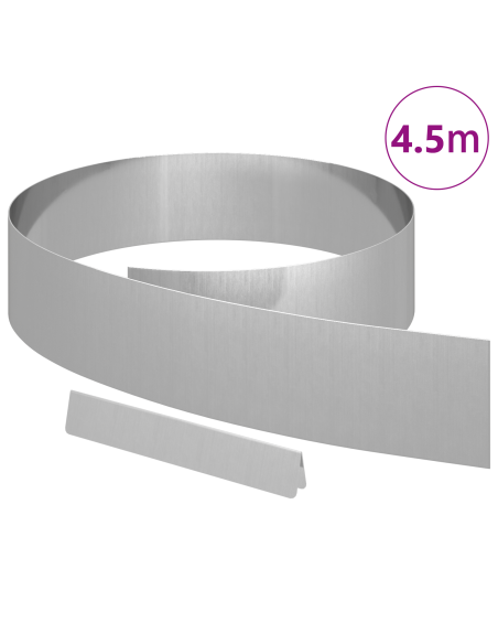 Bordura per Prato Argento 450 x 0.05 x 15 cm Acciaio zincato