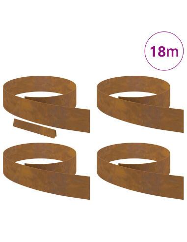 Bordura per Prato 4 pcs Ruggine 450 x 0.05 x 15 cm
