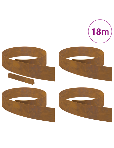 Bordura per Prato 4 pcs Ruggine 450 x 0.05 x 15 cm