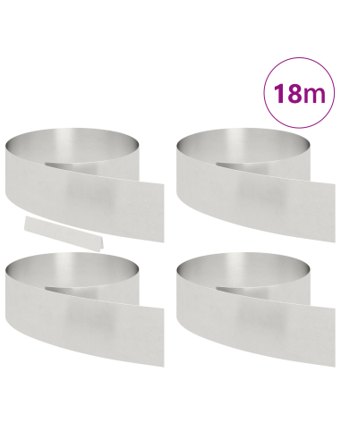 Bordura per Prato 4 pcs Argento 450 x 0.05 x 15 cm