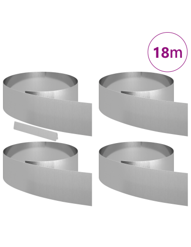 Bordura per Prato 4 pcs Argento 450 x 0.05 x 15 cm