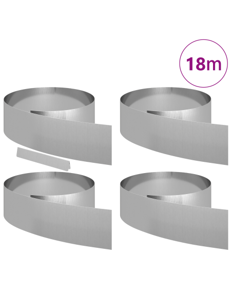 Bordura per Prato 4 pcs Argento 450 x 0.05 x 15 cm