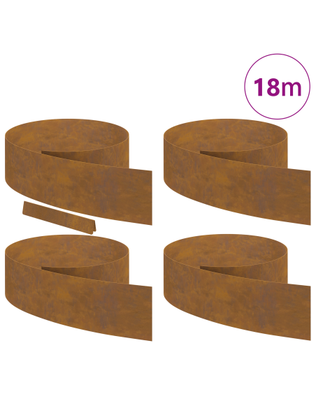 Bordura per Prato 4 pcs Ruggine 450 x 0.05 x 15 cm