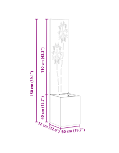 Schermo per privacy in giardino Ruggine 32 x 32 x 150 cm