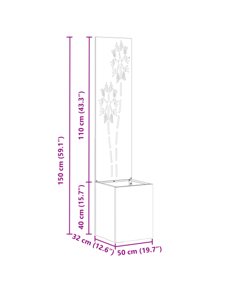 Schermo per privacy in giardino Ruggine 32 x 32 x 150 cm