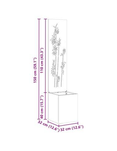 Schermo per privacy in giardino Ruggine 32 x 32 x 150 cm