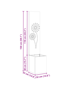 Schermo per privacy in giardino Ruggine 32 x 32 x 150 cm
