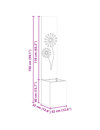 Schermo per privacy in giardino Ruggine 32 x 32 x 150 cm
