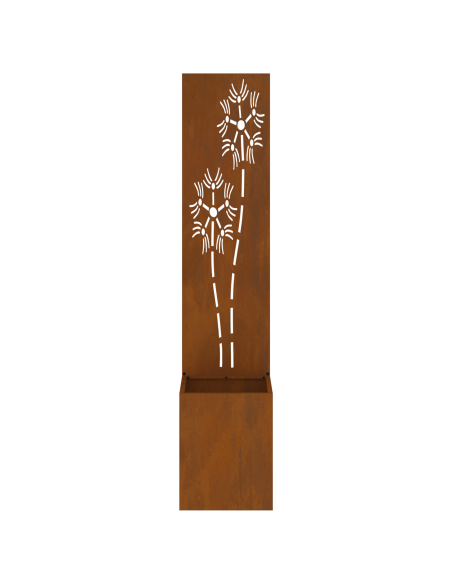Vaso da Giardino con Pannello Decorativo Ruggine 32 x 140 cm