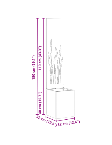 Schermo per privacy in giardino Traforo Ruggine 32 x 140 cm
