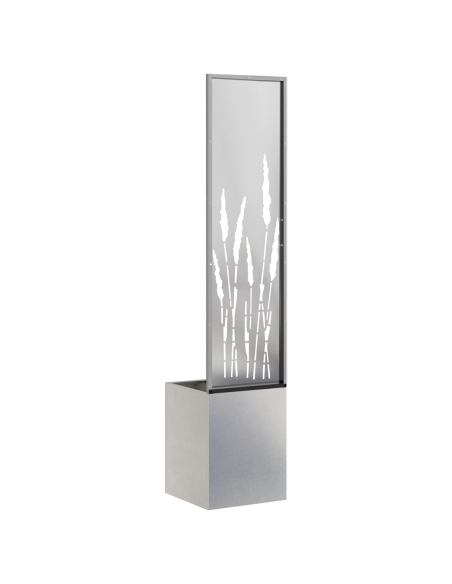 Vaso da Giardino con Pannello Decorativo Argento 32 x 140 cm