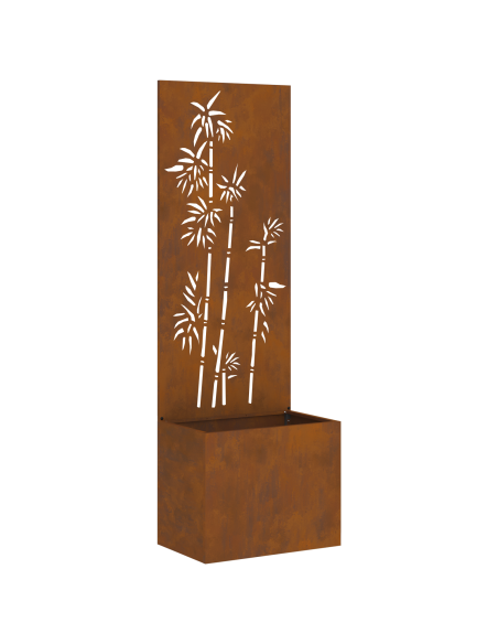 Vaso da Giardino con Pannello Decorativo Ruggine 50 x 140 cm