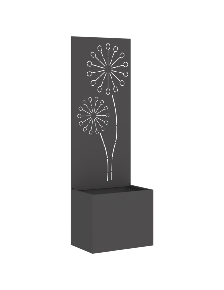 Vaso da Giardino con Pannello Decorativo Nero 50 x 140 cm