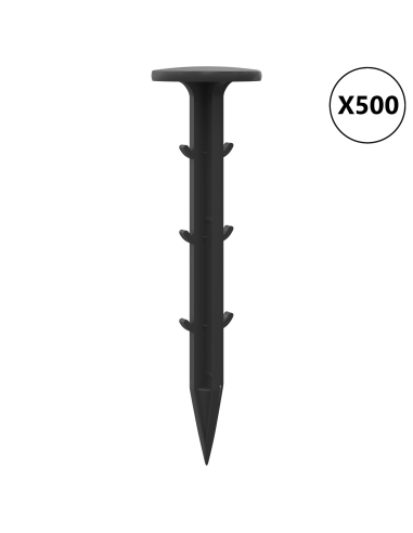 Picchetti da terra 500 pcs Nero Ø3 x 11 cm Plastica