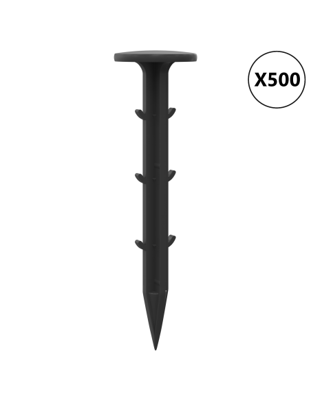 Picchetti da terra 500 pcs Nero Ø3 x 11 cm Plastica