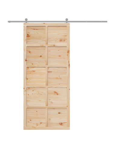 Porta del fienile Marrone 90 x 2,5 x 208 cm Pino massello