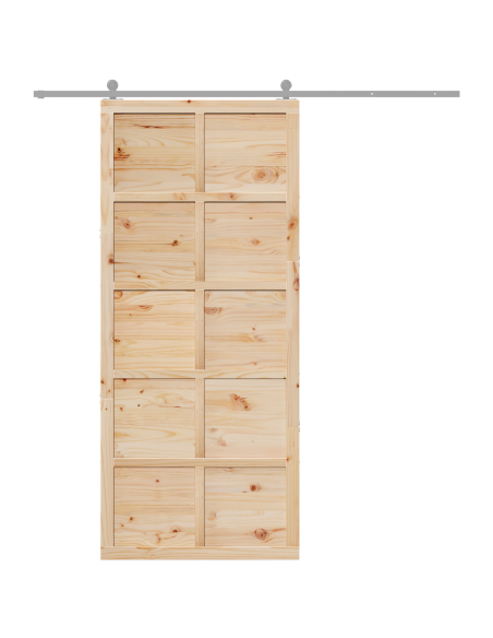 Porta del fienile Marrone 100 x 210 cm Legno di pino massello