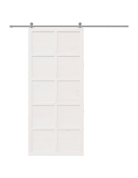 Porta del fienile Bianco 100 x 210 cm Legno di pino massello