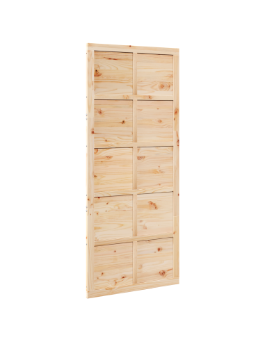 Porta del fienile Marrone 90 x 2,5 x 208 cm Pino massello