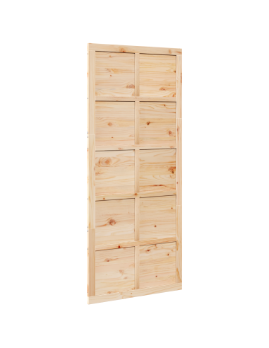 Porta del fienile Marrone 90 x 2,5 x 208 cm Pino massello